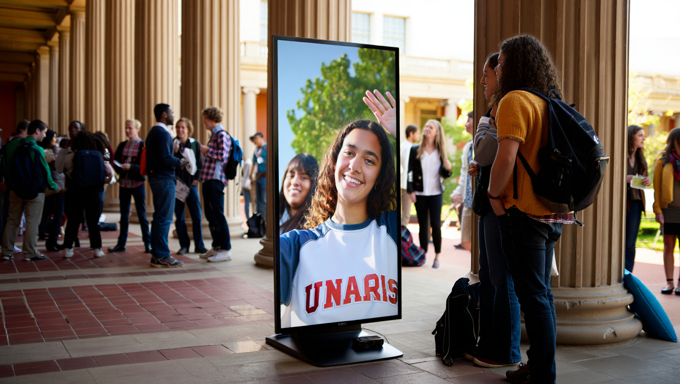 students interacting across campuses using live video