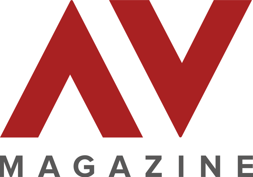 Red and black logo featuring the letters "AV" above the word "MAGAZINE."
